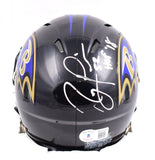 Ray Lewis Full Autographed Ravens Speed Mini Helmet w/HOF- Beckett W Hologram