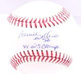 Bernie Williams Autographed OML Baseball w/4x WS Champs- Beckett W Holo