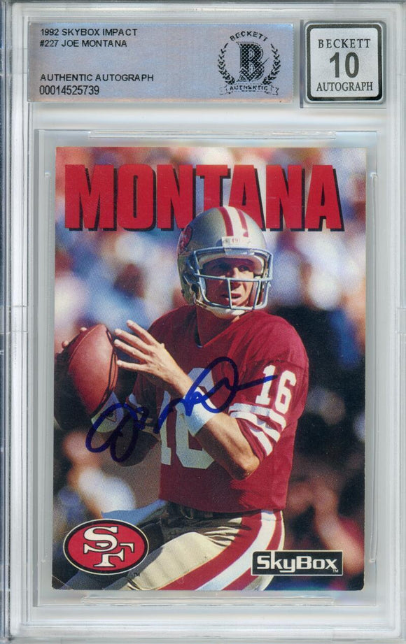 1992 Skybox Impact #227 Joe Montana San Francisco 49ers BAS Autograph 10