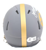 Joe Greene Signed Steelers Slate Speed Mini Helmet w/HOF - Beckett W Hologram