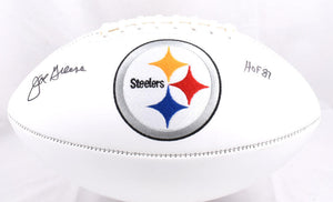 Joe Greene Pittsburgh Steelers Logo Football w/HOF - Beckett W Hologram *Black