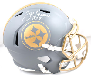 Joe Greene Signed Steelers F/S Slate Speed Helmet w/ HOF - Beckett W Hologram