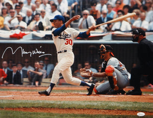 Maury Wills Autographed LA Dodgers 16x20 Swinging Photo- JSA W Auth