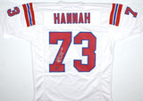 John Hannah Autographed White Pro Style Jersey w/HOF - Prova *Silver