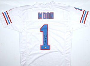 Warren Moon Autographed White Pro Style Jersey w/ HOF-Beckett W Hologram *Black