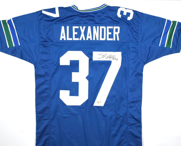 Shaun Alexander Autographed TB Blue Pro Style Jersey - Beckett W Hologram *Black