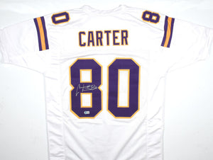 Cris Carter Autographed White Pro Style Jersey-Beckett W Hologram *Silver