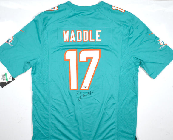 Jaylen Waddle Autographed Miami Dolphins Nike Teal Game Jersey - Fanatics *Black