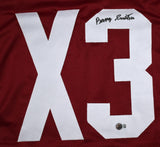 Barry Switzer Autographed Maroon College Style Stat Jersey - Beckett W Hologram