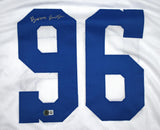 Barry Switzer Autographed White Pro Style STAT Jersey- Beckett W Hologram *Silv.