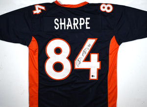 Shannon Sharpe Autographed Blue Pro Style Jersey- Beckett W Hologram *Black