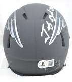 Tedy Bruschi Signed New England Patriots Slate Speed Mini Helmet-Beckett W Holo