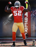 Patrick Willis Signed 49ers 16x20 Flexing Photo- Beckett W Hologram *White