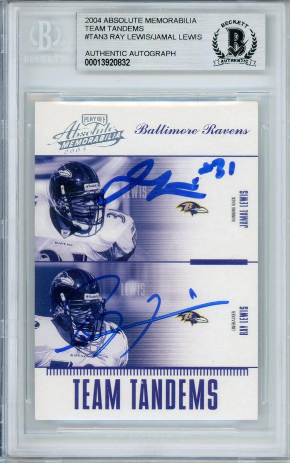 2004 Absolute Memorabilia Team Tandems #TAN3 Ray Lewis / Jamal Lewis Ravens BAS Autograph 10