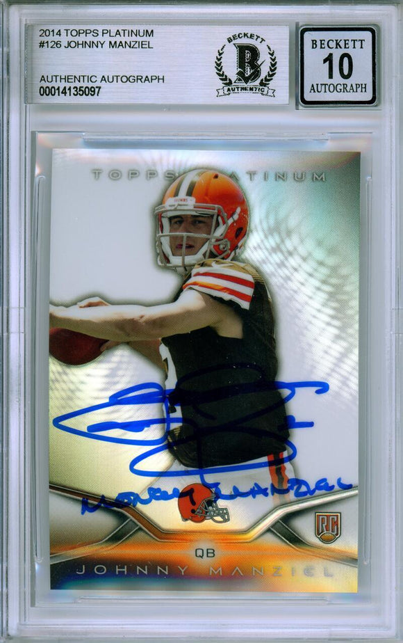 2014 Topps Platinum #126 Johnny Manziel RC Cleveland Browns BAS Autograph 10