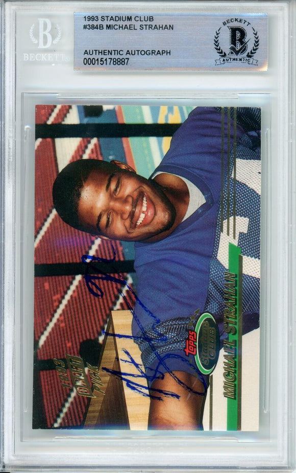 1993 Topps Stadium Club #384A Michael Strahan RC New York Giants BAS Auto 10