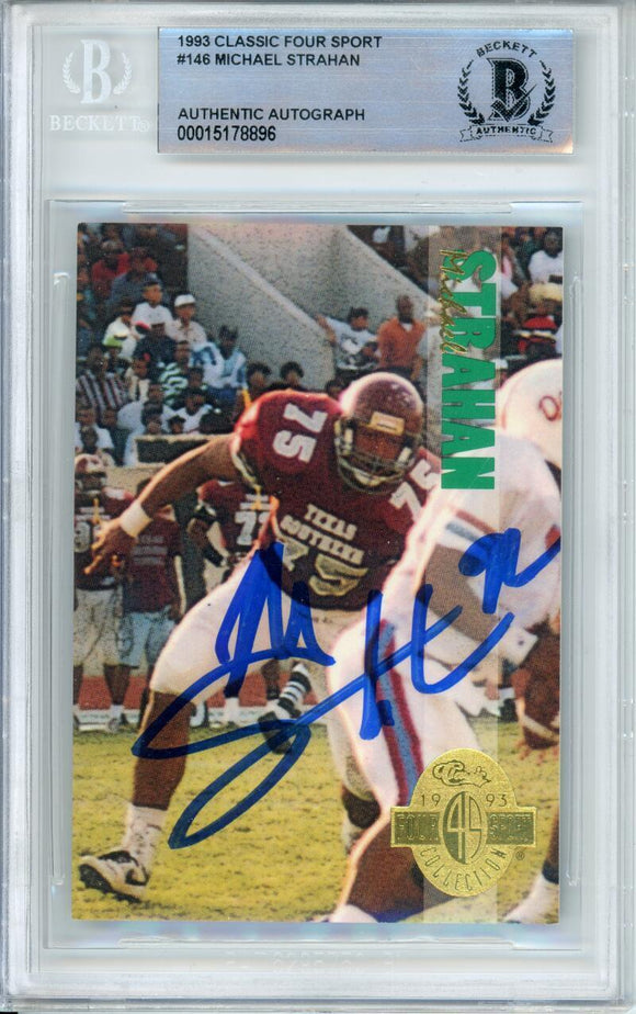 1993 Classic Four Sport #146 Michael Strahan RC New York Giants BAS Autograph 10