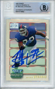 1993 Pro Set Power Update Prospects #51 Michael Strahan RC Giants BAS Auto 10