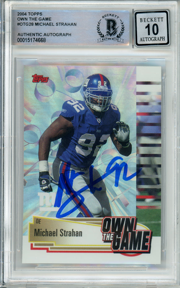 2004 Topps Own The Game #OTG28 Michael Strahan Giants BAS Autograph 10