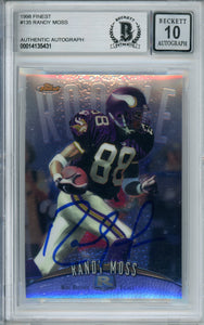 1998 Topps Finest #135 Randy Moss RC Minnesota Vikings BAS Autograph 10