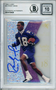 1998 Skybox E-X2001 #55 Randy Moss RC Minnesota Vikings BAS Autograph 10