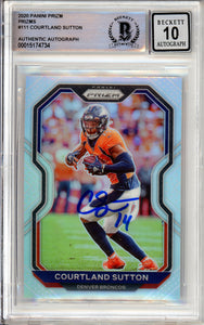 2020 Panini Prizm Silver #111 Courtland Sutton Broncos BAS Autograph 10