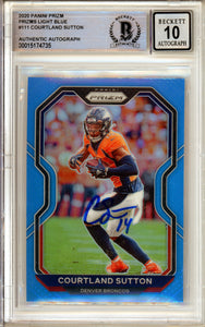 2020 Panini Prizm Light Blue #111 Courtland Sutton Broncos BAS Autograph 10