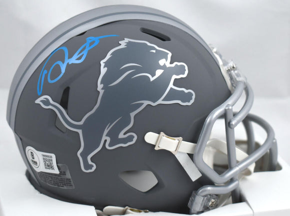 David Montgomery Signed Detroit Lions Slate Speed Mini Helmet-Beckett W Hologram