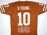 Vince Young Autographed Orange College Style STAT Jersey - Beckett W Hologram