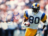 Isaac Bruce Autographed Rams 16x20 Vertical Running White Jersey Photo- JSA Auth Image 2