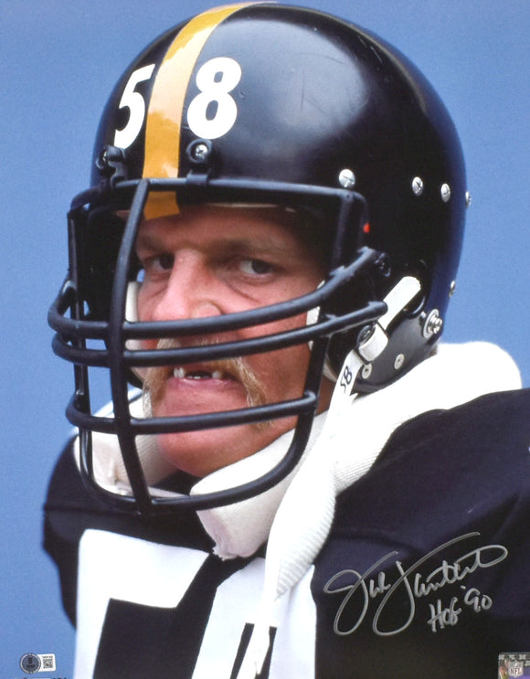 Jack Lambert Signed Steelers 16x20 Mean Close Up Photo w/HOF- Beckett W Hologram