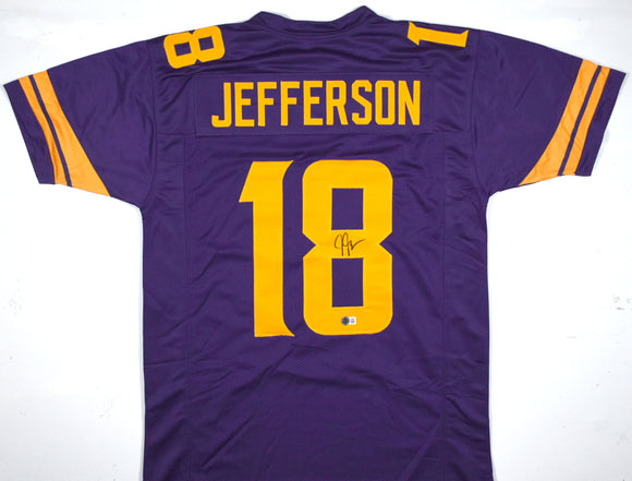 Justin Jefferson Autographed Purple Yellow Pro Style Jersey - Beckett W Hologram