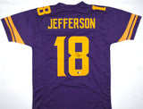 Justin Jefferson Autographed Purple Yellow Pro Style Jersey - Beckett W Hologram