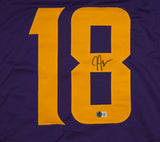 Justin Jefferson Autographed Purple Yellow Pro Style Jersey - Beckett W Hologram