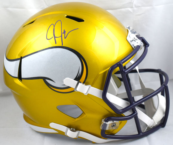 Justin Jefferson Autographed Vikings F/S Flash Speed Helmet - Beckett W Hologram