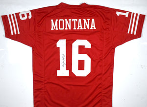 Joe Montana Autographed Red Pro Style Jersey - JSA *Black