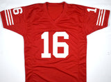 Joe Montana Autographed Red Pro Style Jersey - JSA *Black