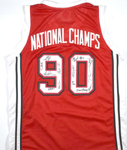 1989-90  UNLV Champions Signed Red College Style Jersey- Beckett W Hologram