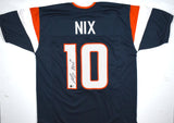 Bo Nix Autographed Blue Pro Style Jersey - Beckett W Hologram *Black