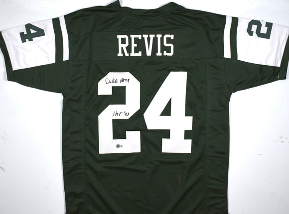 Darrelle Revis Autographed Green Pro Style Jersey w/HOF - Beckett W Hologram *2