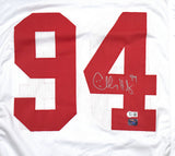 Charles Haley Autographed White Pro Style Jersey- Beckett W Hologram *Silver