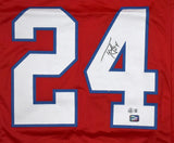 Ty Law Autographed Red Pro Style Jersey - Beckett W Hologram *Black *Up