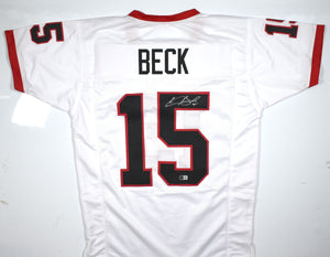 Carson Beck Autographed White College Style Jersey - Beckett W Hologram *Silver