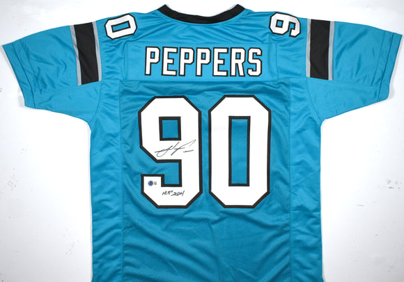 Julius Peppers Autographed Teal Pro Style Jersey w/HOF - Beckett W Hologram