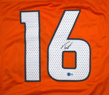 Troy Franklin Autographed Orange Pro Style Jersey - Beckett W Hologram *Black