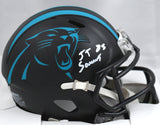 Ja'Tavion Sanders Signed Carolina Panthers ALT Mini Helmet-Beckett W Hologram