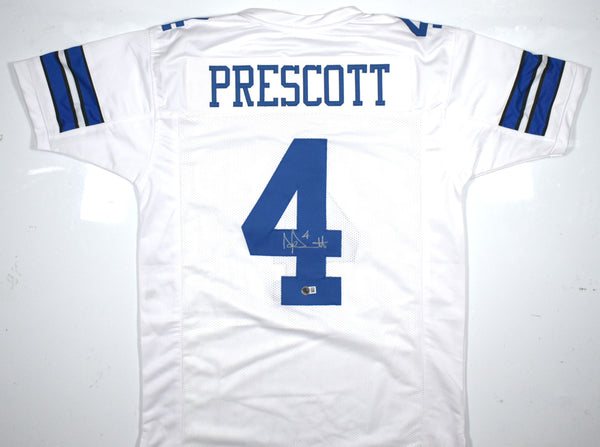 Dak Prescott Autographed White Pro Style Jersey Beckett W