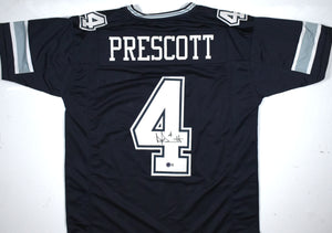 Dak Prescott Autographed Blue Pro Style Jersey - Beckett W Hologram *Black