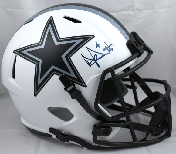 Dak Prescott Autographed Dallas Cowboys F/S Lunar Speed Helmet - Beckett W Holo