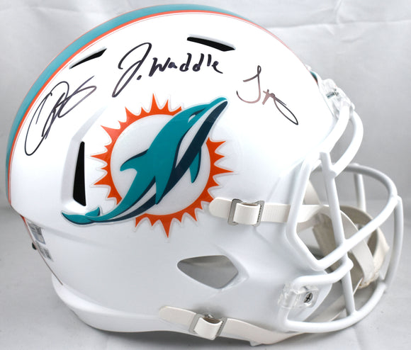 Beckham Jr. Waddle Tyreek Hill Signed Dolphins F/S Speed Helmet - Beckett W Holo